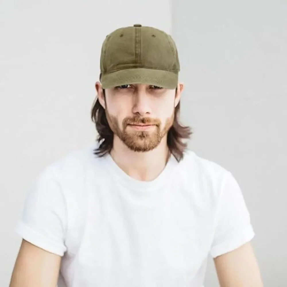 Unisex Khaki Washed 100% Cotton Adjustable Size Strap Classic Baseball Caps